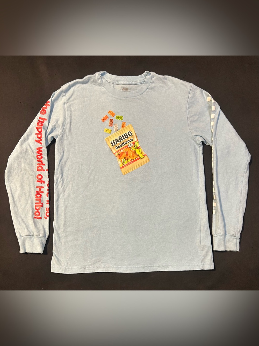 Vans Light Blue Long Sleeve Tee with Haribo Goldbears Graphic Youth